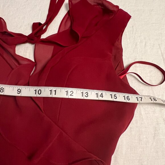 Mori Lee Madeline Gardner Women's Evening Dress Sherry Red Size 0 Ruffle Neck - Picture 7 of 10